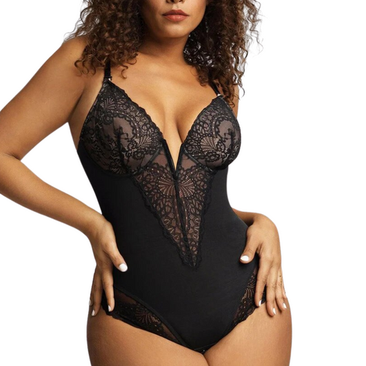 Bodysuit cu suport pentru sutien din dantelă